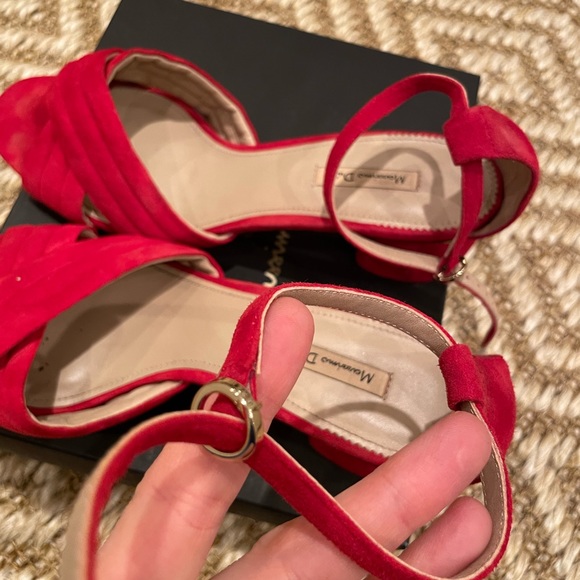 Massimo Dutti red suede heeled sandals - Picture 3 of 7